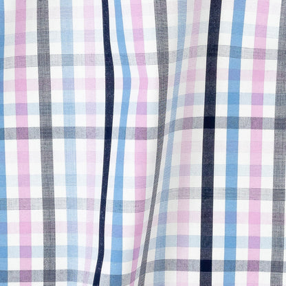 Premium Sky Blue, Candy Pink and White Plaid Cotton Shirting Detail