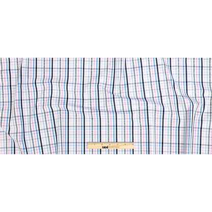 Premium Sky Blue, Candy Pink and White Plaid Cotton Shirting Full