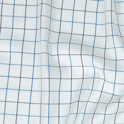 Premium Gradient Blues and White Checkered Dobby Cotton Shirting