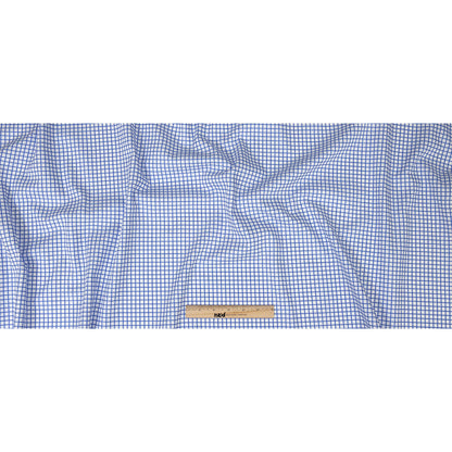 Premium Serenity Blue and White Checkered Wrinkle Resistant Dobby Cotton Shirting Full