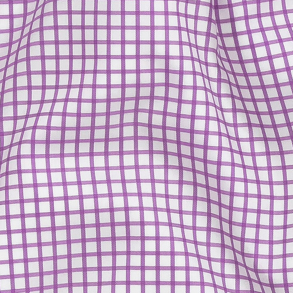 Premium Lilac and White Checkered Wrinkle Resistant Dobby Cotton Shirting Detail