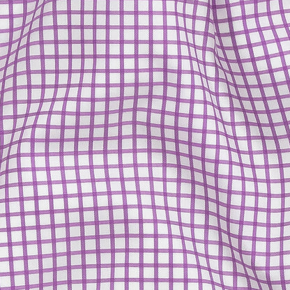 Premium Lilac and White Checkered Wrinkle Resistant Dobby Cotton Shirting Detail