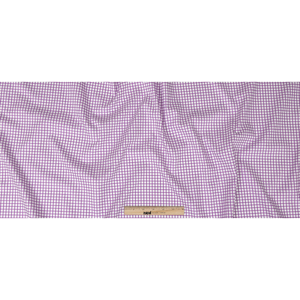 Premium Lilac and White Checkered Wrinkle Resistant Dobby Cotton Shirting Full
