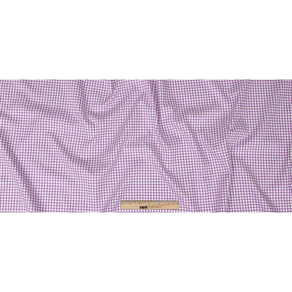 Premium Lilac and White Checkered Wrinkle Resistant Dobby Cotton Shirting Full