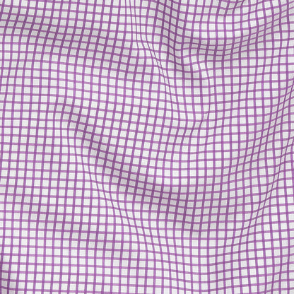 Premium Lilac and White Checkered Wrinkle Resistant Dobby Cotton Shirting