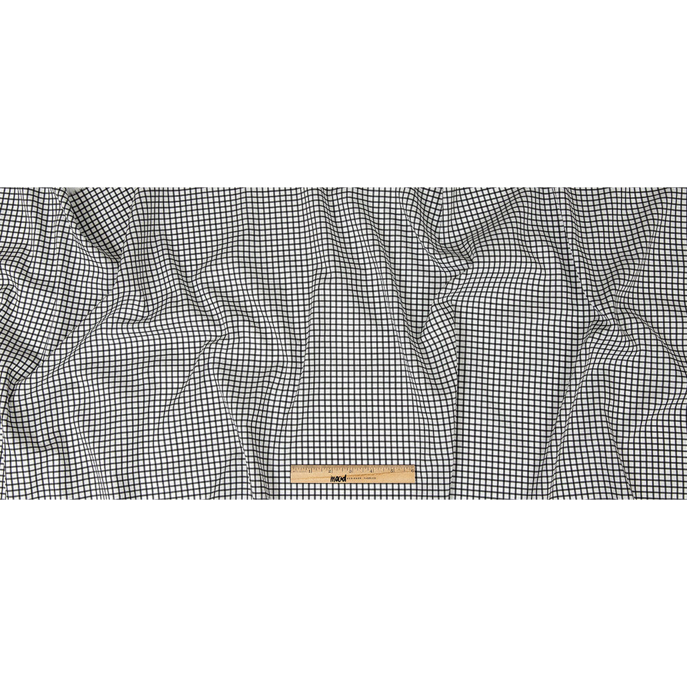 Premium Black and White Checkered Wrinkle Resistant Dobby Cotton Shirting Folded