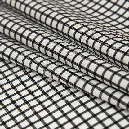 Premium Black and White Checkered Wrinkle Resistant Dobby Cotton Shirting Detail