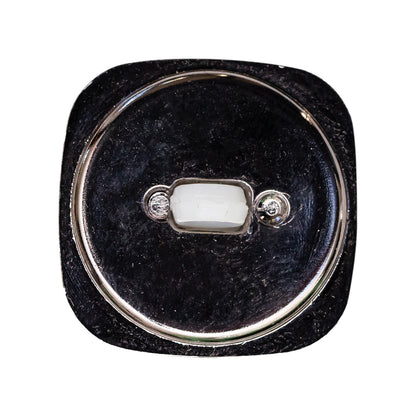 Italian White and Gunmetal 2-Piece Plastic Button - 44L/28mm Detail