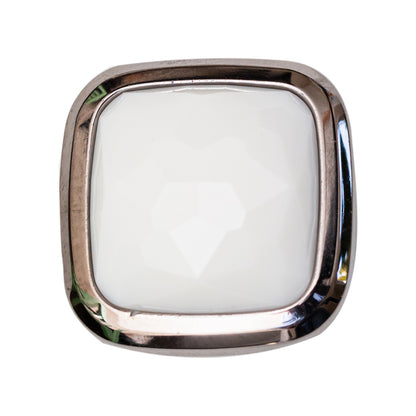 Italian White and Gunmetal 2-Piece Plastic Button - 44L/28mm