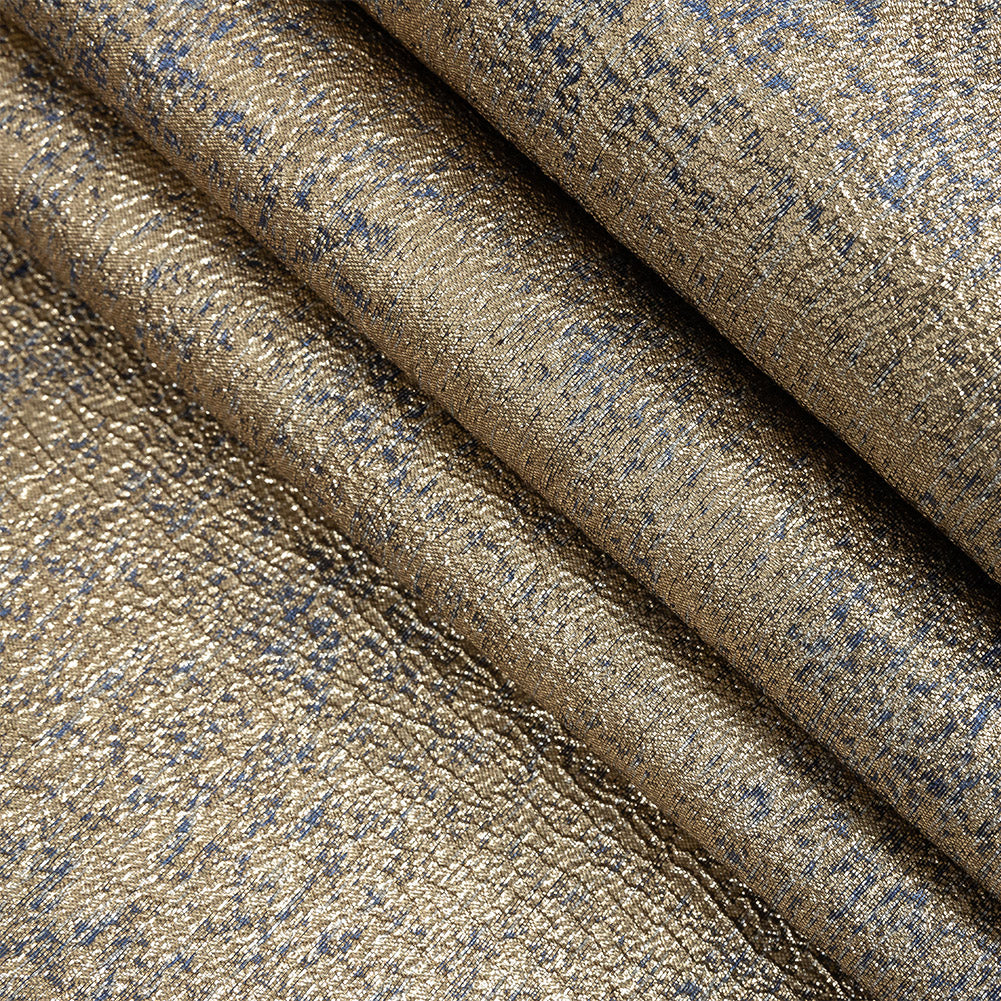 Metallic Gold and Blue Crackle Luxury Brocade Detail