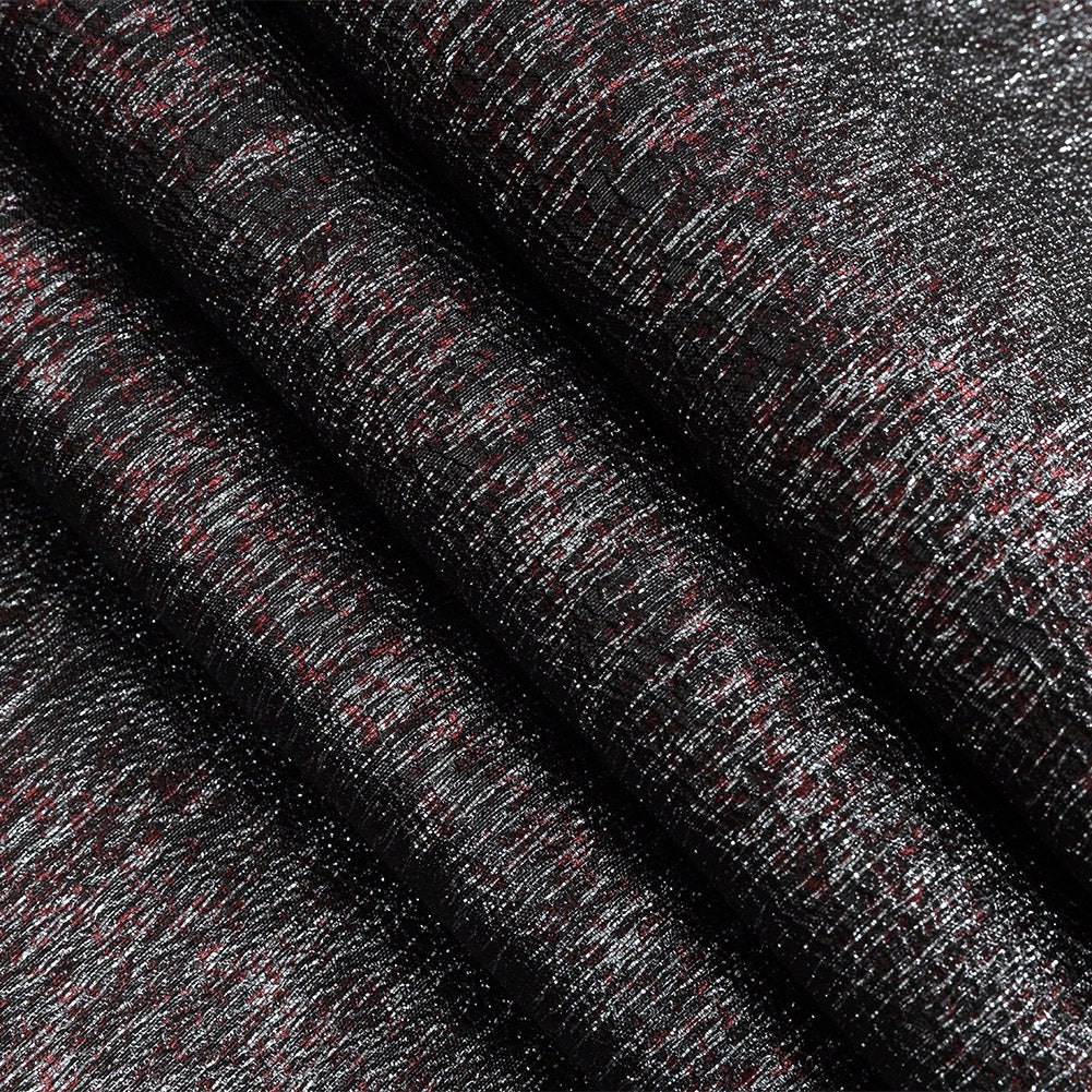 Metallic Wine and Silver Crackle Luxury Brocade Detail