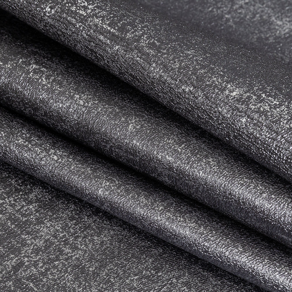 Metallic Dark Lavender and Gunmetal Crackle Luxury Brocade Detail