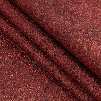 Metallic Tango Red and Black Crackle Luxury Brocade Detail