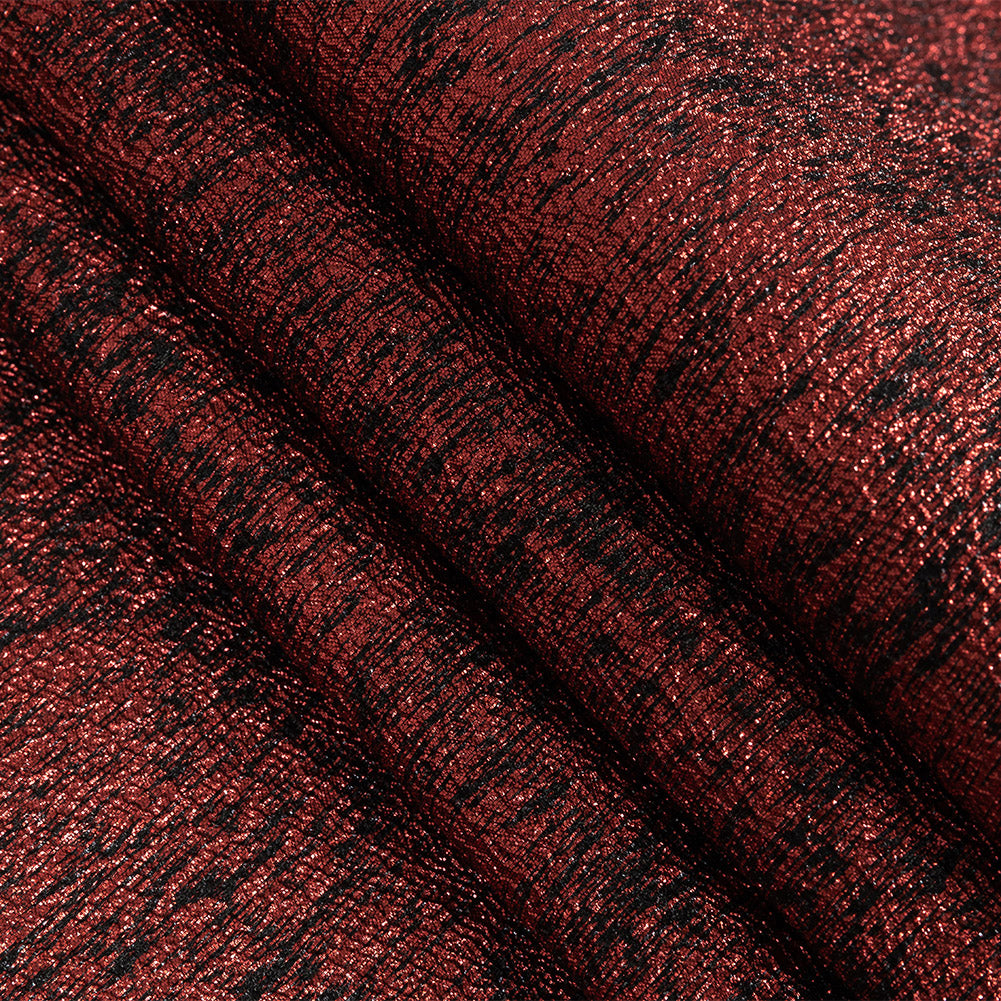 Metallic Bright Red and Black Crackle Luxury Brocade Detail