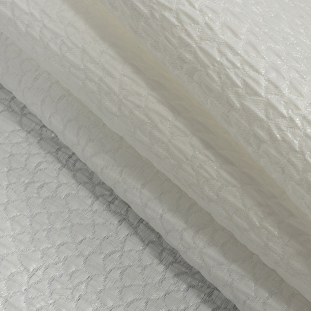 Metallic White Dimensional Scallops Brocade Detail
