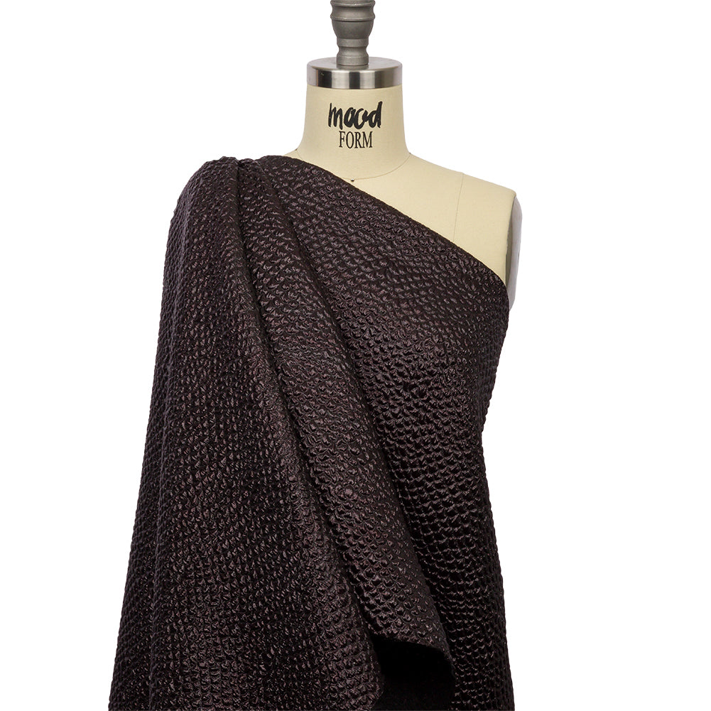 Metallic Dark Chocolate Dimensional Scallops Brocade Detail
