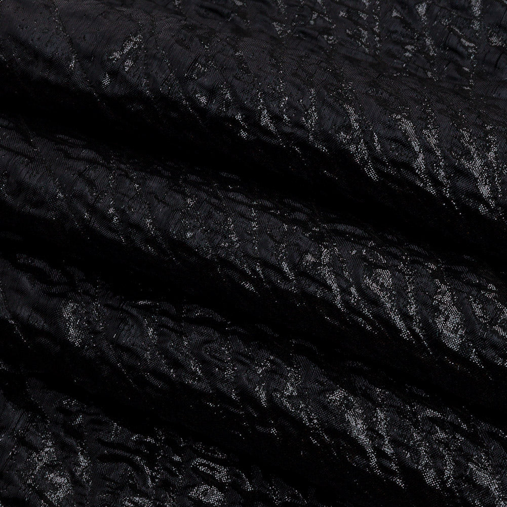 Metallic Black Rippling Luxury Brocade Full