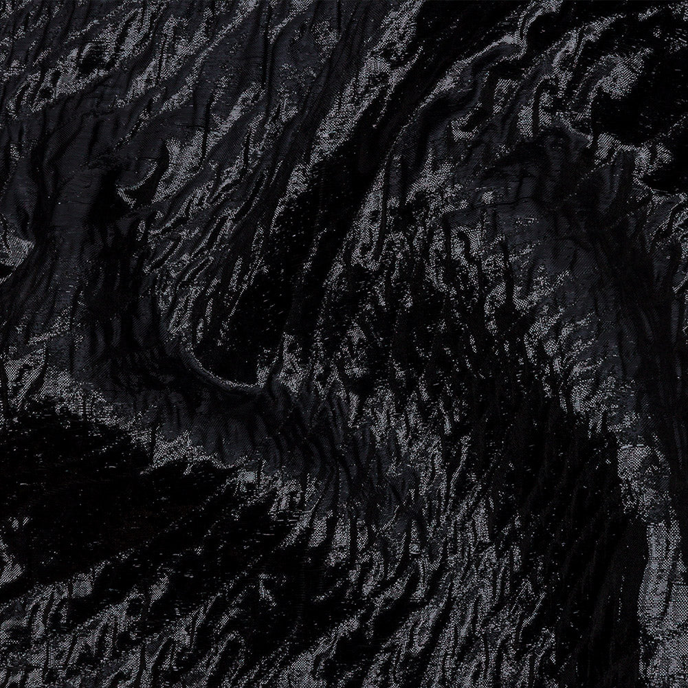 Metallic Black Rippling Luxury Brocade