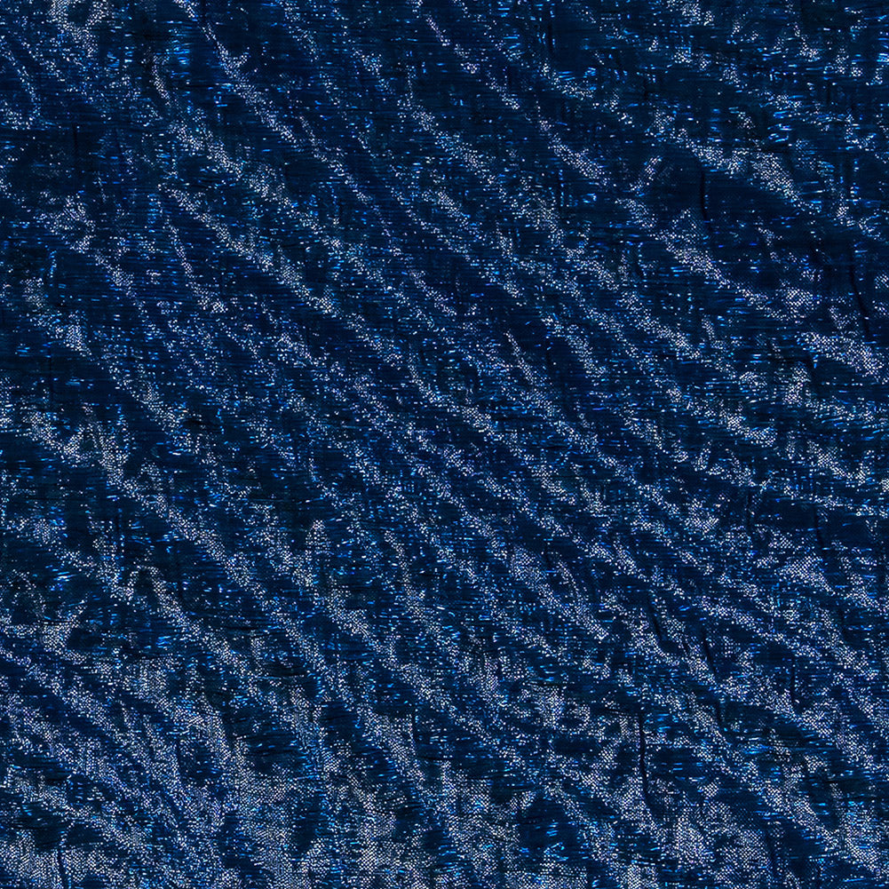 Metallic Royal Blue Rippling Luxury Brocade Full