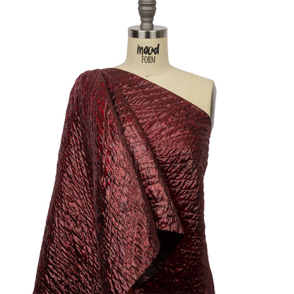 Metallic Wine Rippling Luxury Brocade Detail