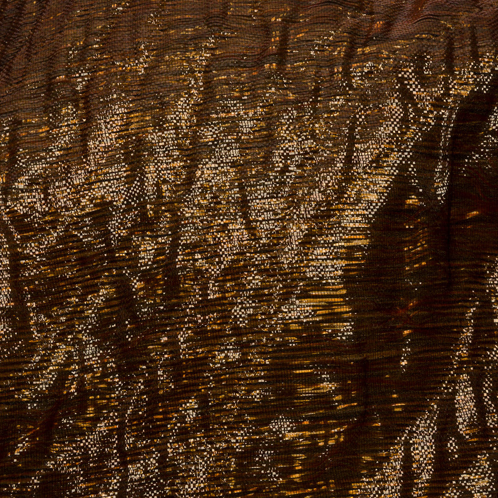 Metallic Copper Rippling Luxury Brocade Folded