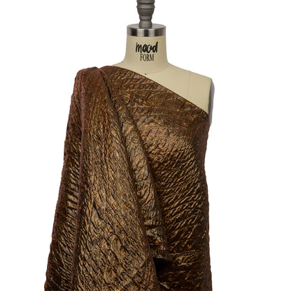 Metallic Copper Rippling Luxury Brocade Detail