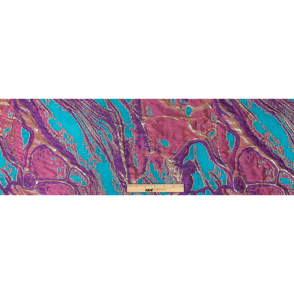 Pagoda Blue, Fuchsia and Gold Metallic Luxury Brocade Full