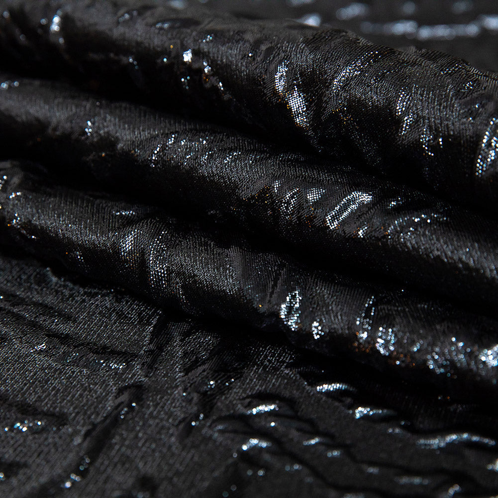 Metallic Black Abstract Luxury Brocade - Folded