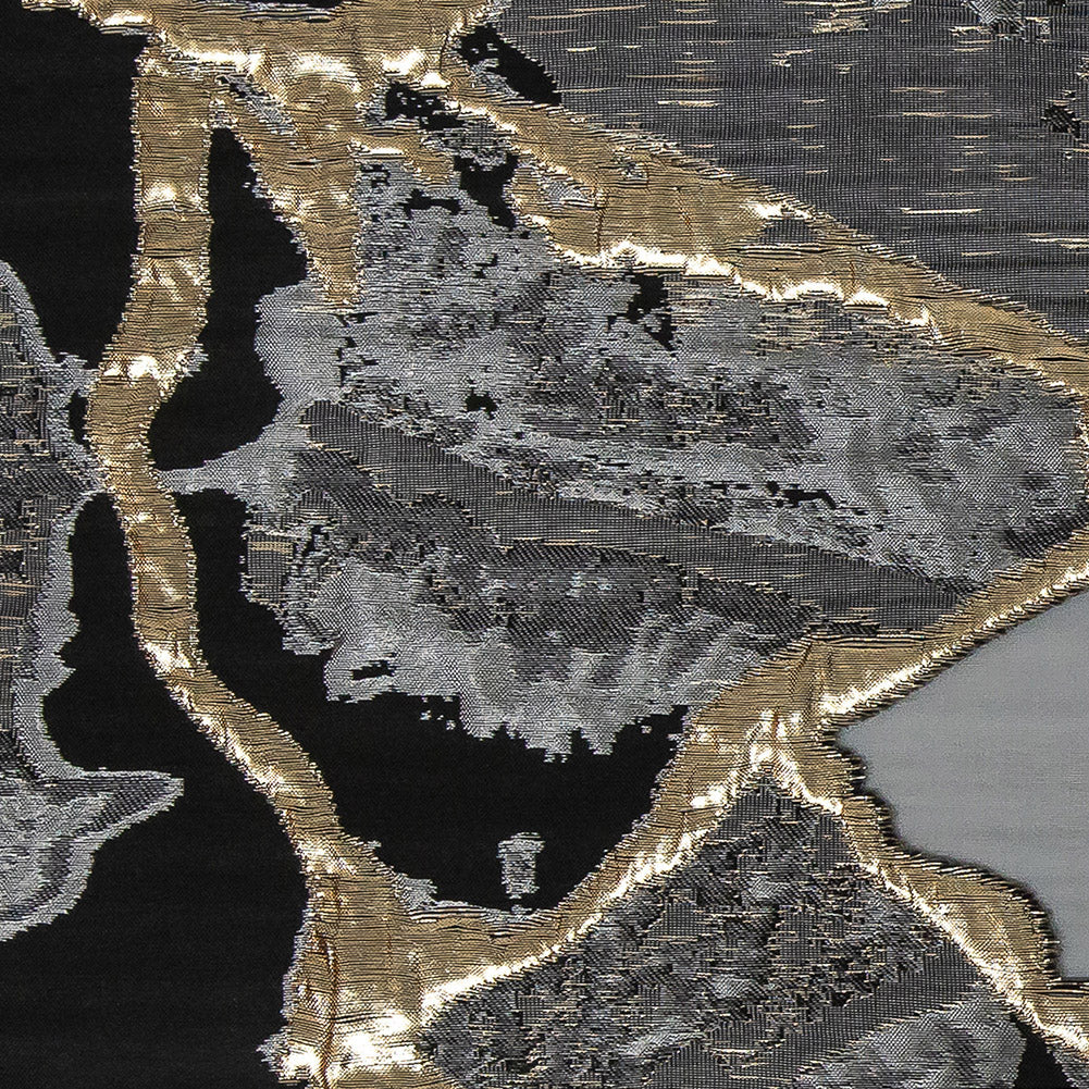 Metallic Gold and Black Abstract Burnout Luxury Brocade