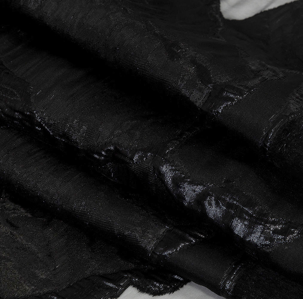 Metallic Black Abstract Burnout Luxury Brocade - Folded