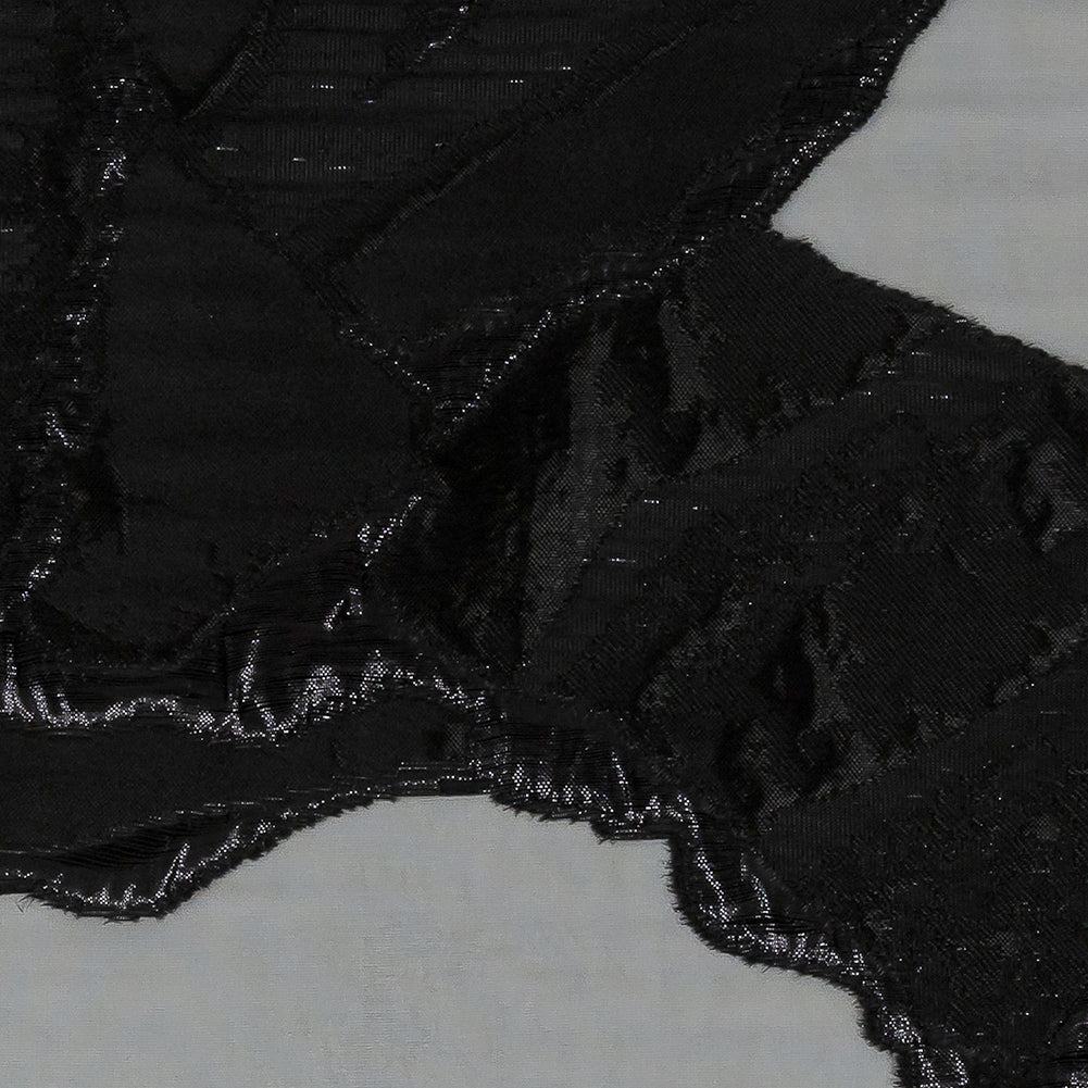 Metallic Black Abstract Burnout Luxury Brocade - Detail