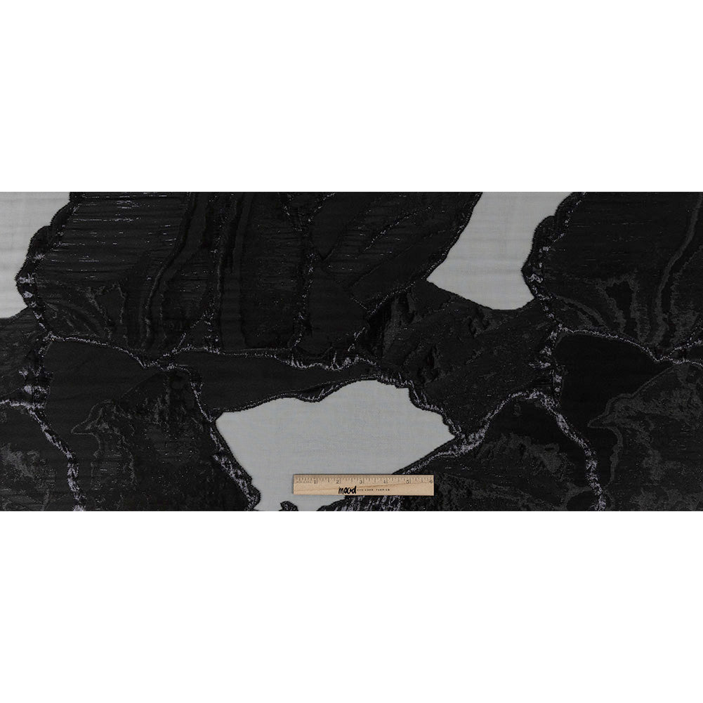 Metallic Black Abstract Burnout Luxury Brocade - Full