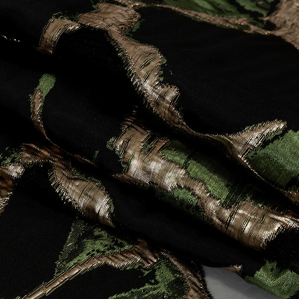 Metallic Glitteratti and Green Abstract Burnout Luxury Brocade