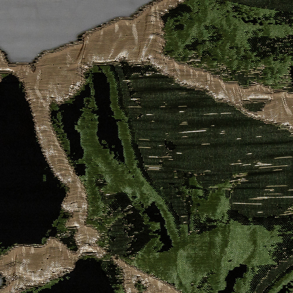 Metallic Glitteratti and Green Abstract Burnout Luxury Brocade