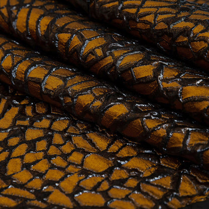 Metallic Rose Copper and Black Abstract Luxury Brocade