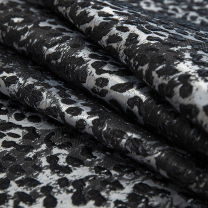 Metallic After Dark and Silver Leopard Patterned Luxury Brocade