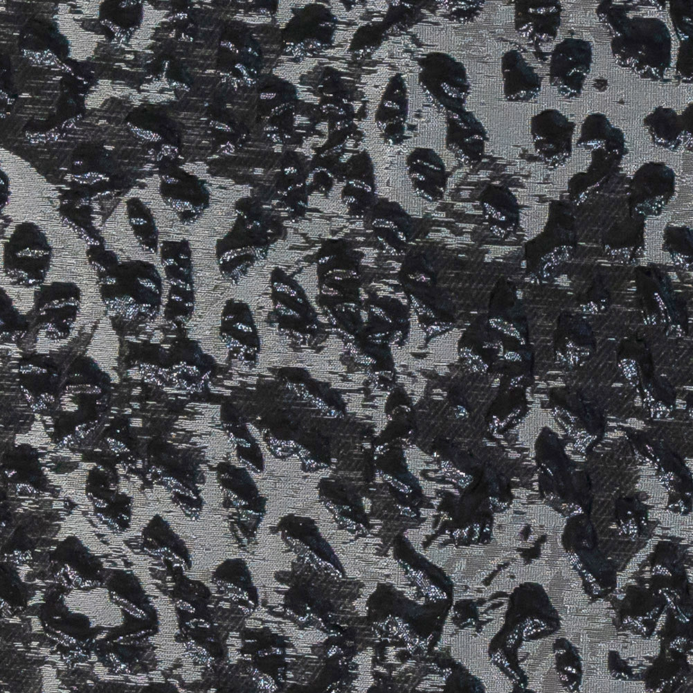 Metallic After Dark and Silver Leopard Patterned Luxury Brocade