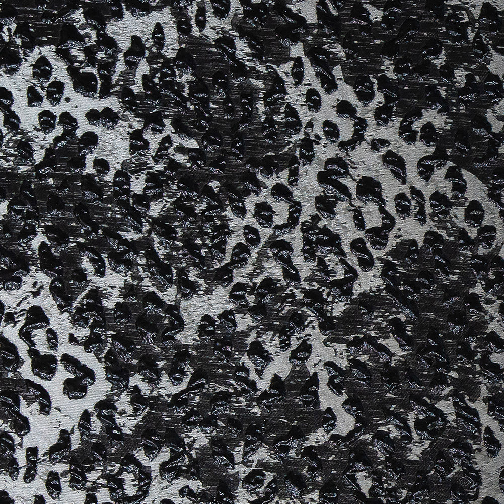Metallic After Dark and Silver Leopard Patterned Luxury Brocade