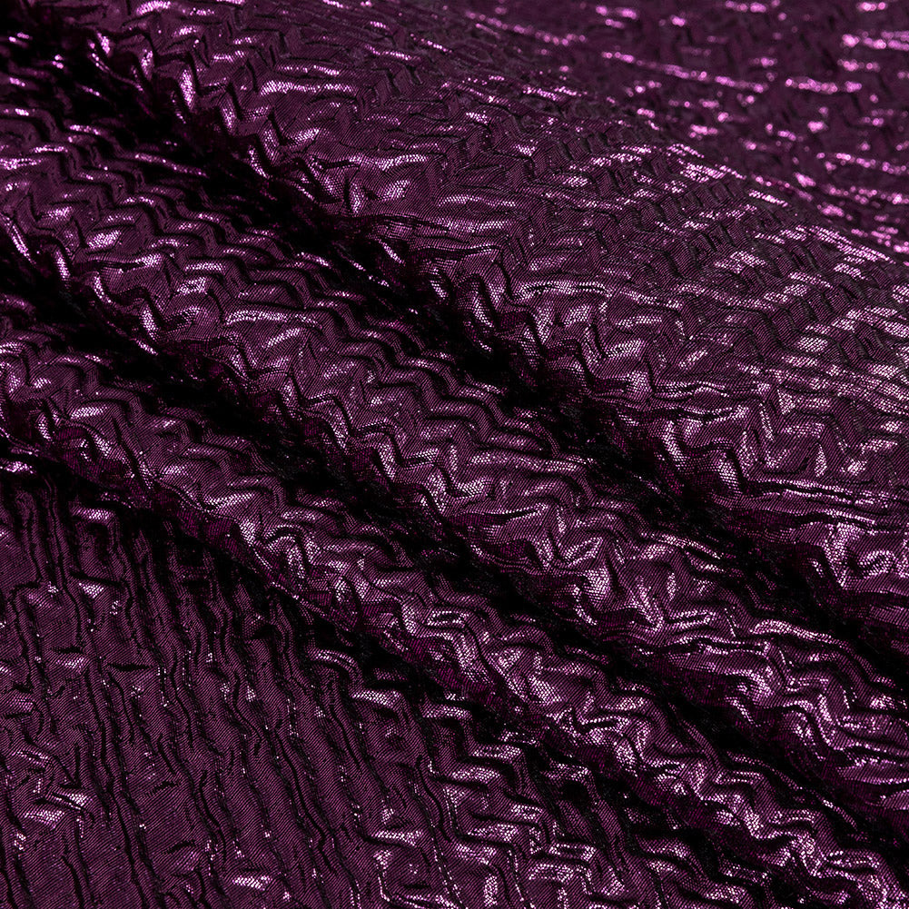 Capella Metallic Sparkling Fuchsia Wavy Luxury Brocade - Folded