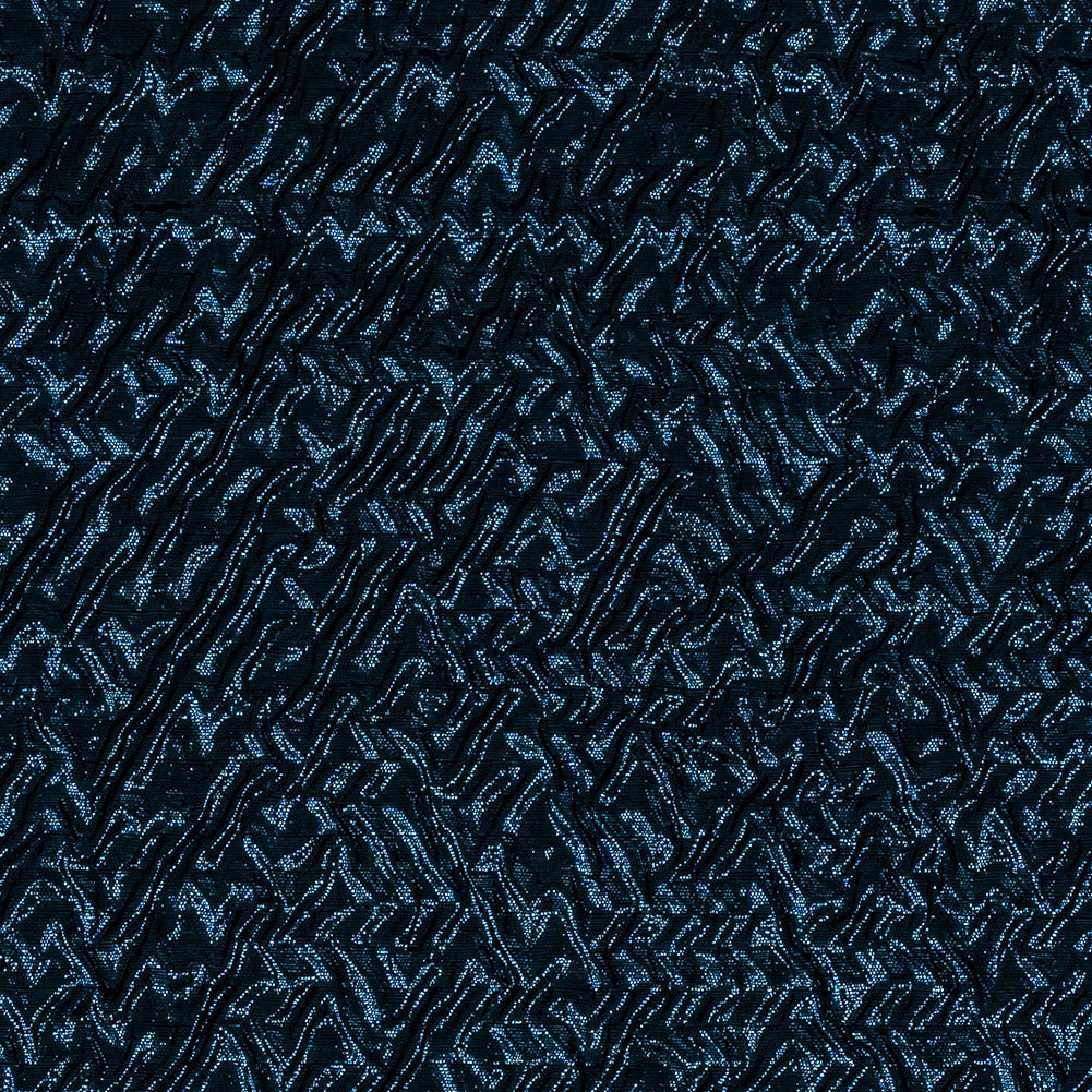 Capella Metallic Navy Wavy Luxury Brocade