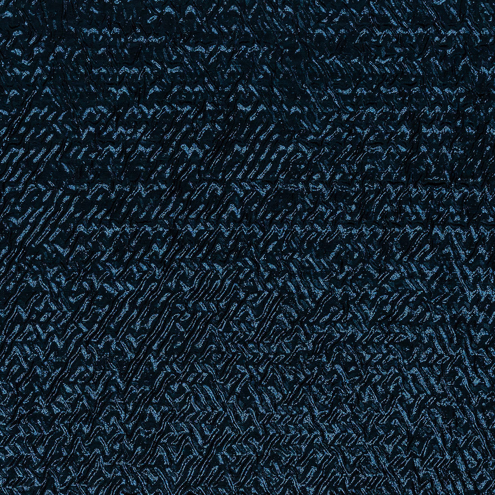 Capella Metallic Navy Wavy Luxury Brocade