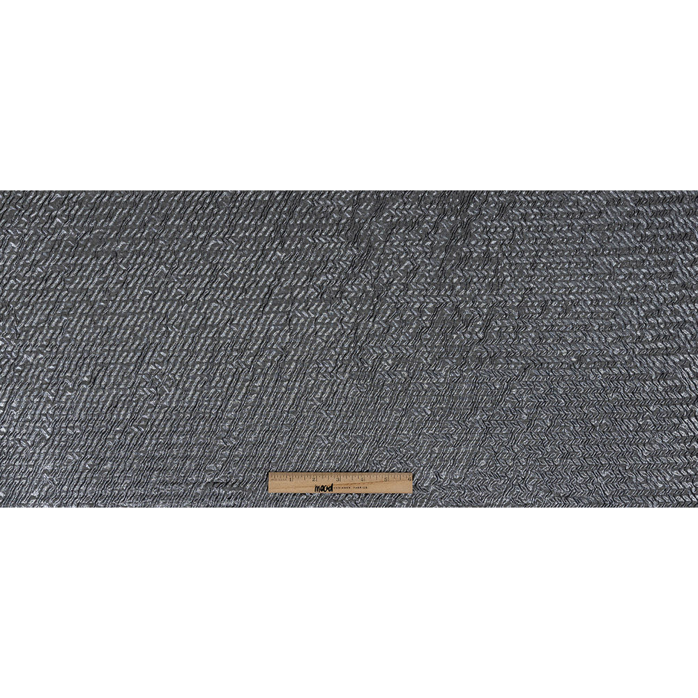 Capella Metallic Gunmetal Wavy Luxury Brocade Folded