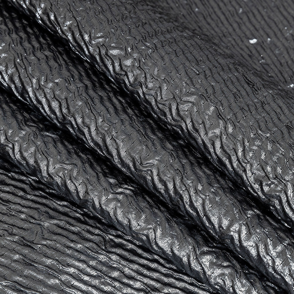 Capella Metallic Gunmetal Wavy Luxury Brocade Detail