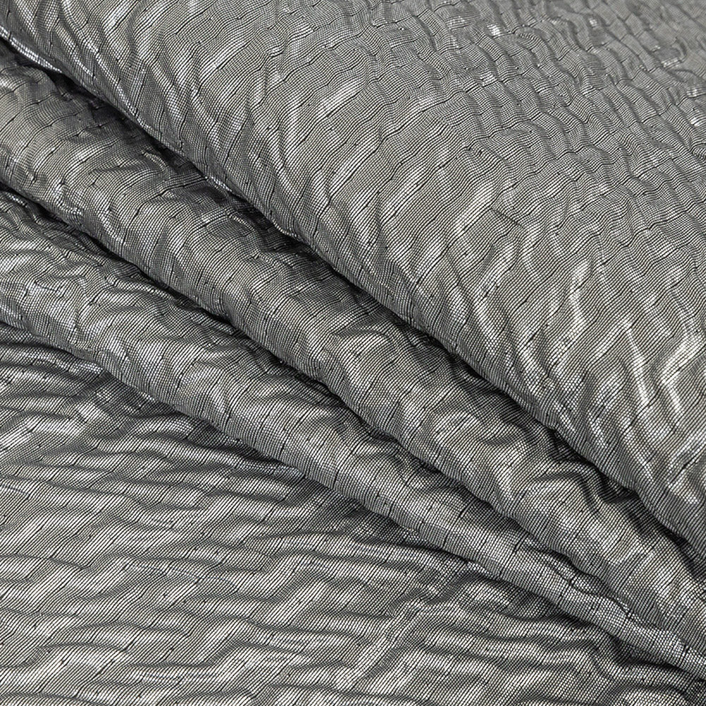 Brocado de lujo ondulado plateado metálico Capella