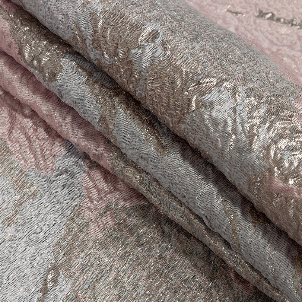 Metallic Silver, Pink and Aqua Abstract Luxury Brocade