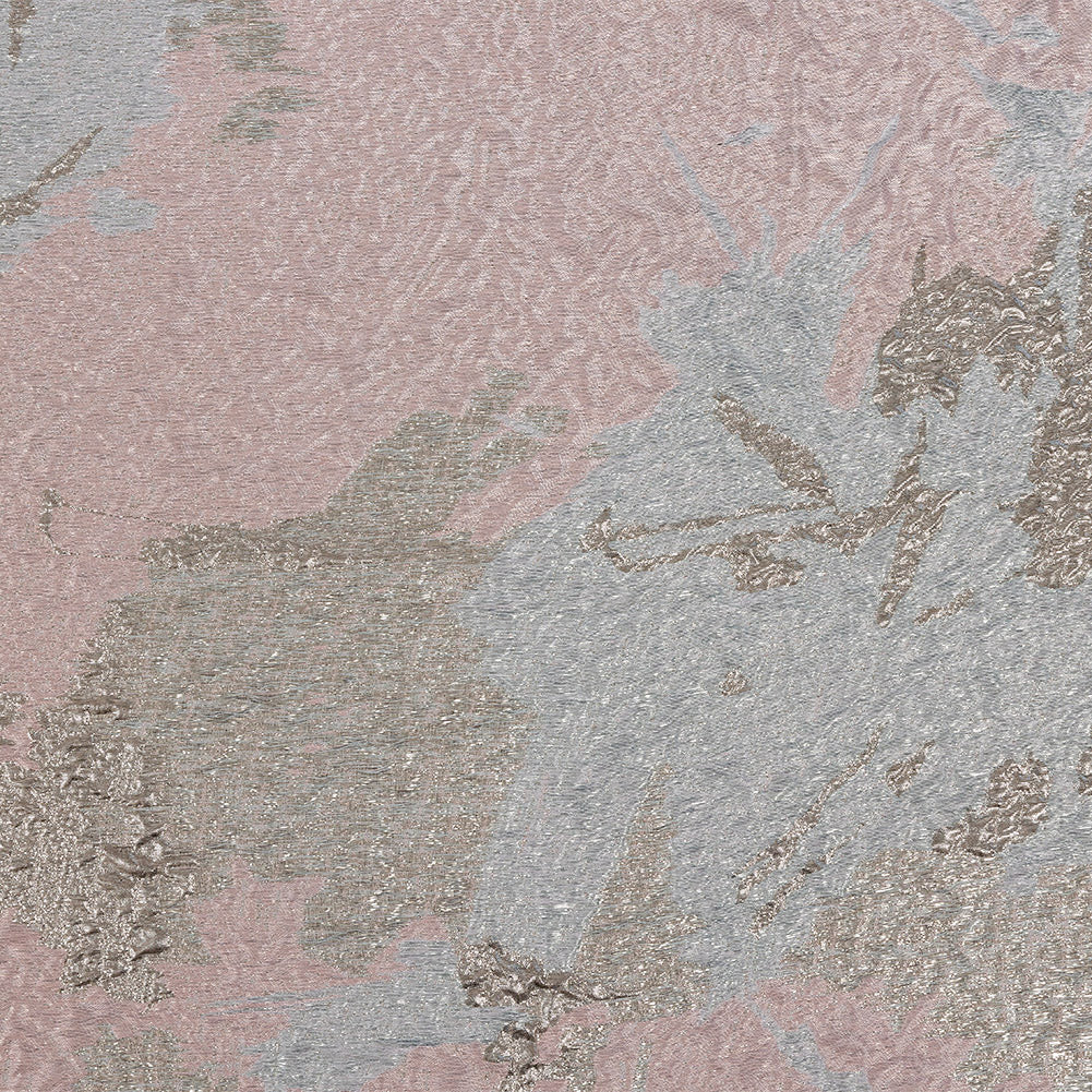 Metallic Silver, Pink and Aqua Abstract Luxury Brocade