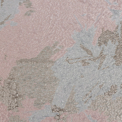 Metallic Silver, Pink and Aqua Abstract Luxury Brocade