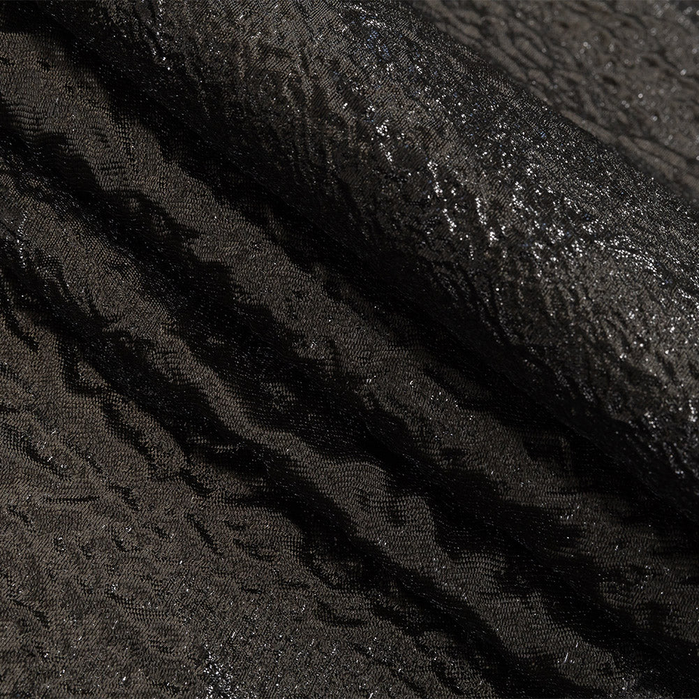 Metallic Black Abstract Luxury Brocade - Folded