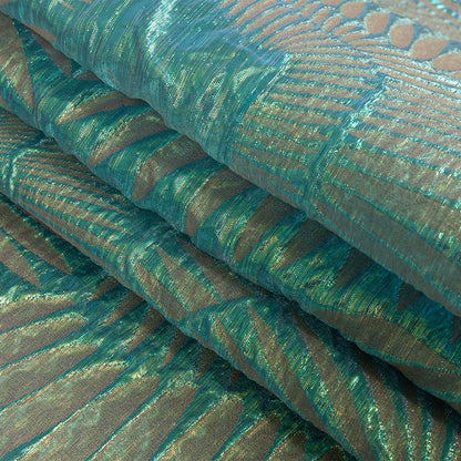 Metallic Iridescent Turquoise, Yellow and Pink Abstract Luxury Brocade