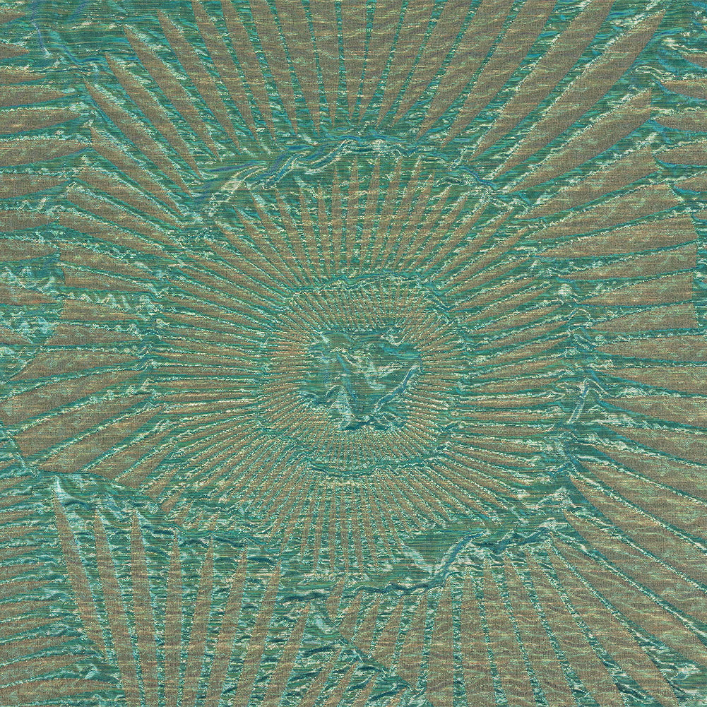 Metallic Iridescent Turquoise, Yellow and Pink Abstract Luxury Brocade